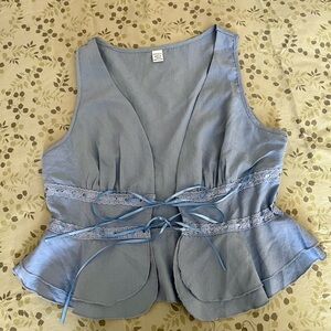Elegant Blue Sleeveless Blouse